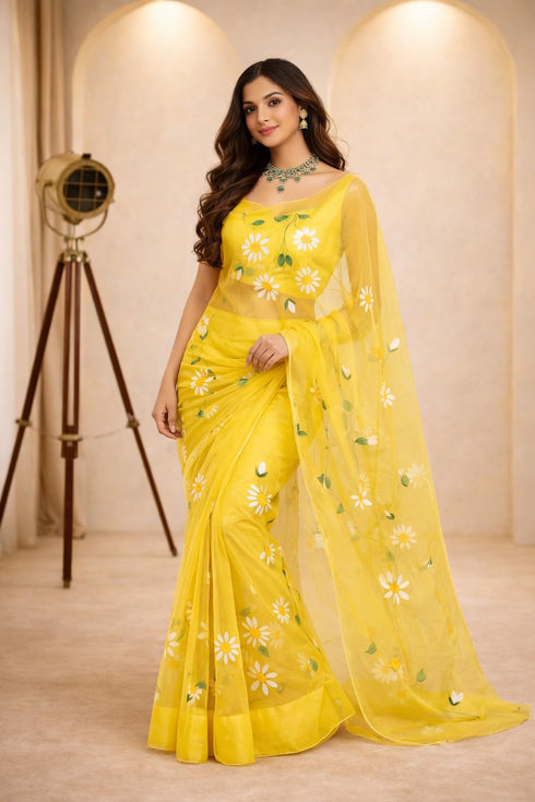 Vasthrlay Organza Painted Saree