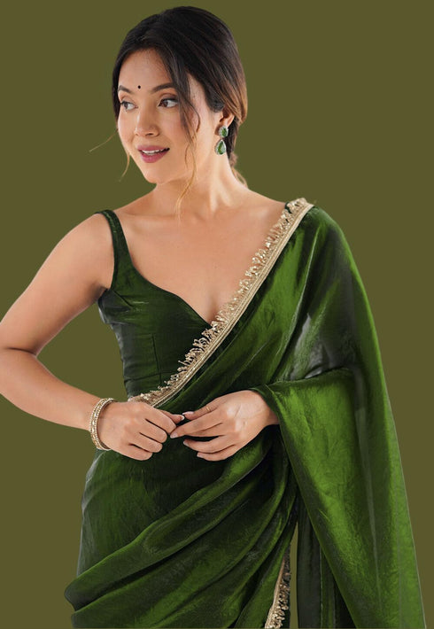 Vasthrlay Chiffon Sequins Unstitched Saree