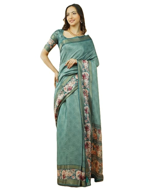 Vasthrlay Green1 Polyester Saree With Unstitched Blouse Piece