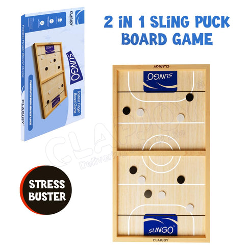 Kids Wooden String Hockey Game Sling Puck Board Hockey