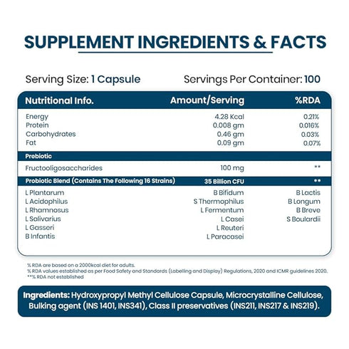 Himalayan Organics Probiotics 35 Billion CFU Prebiotics Capsules