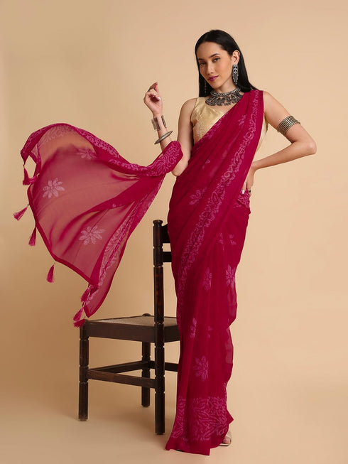 Vasthrlay Georgette Printed Unstitched Turquoise Saree