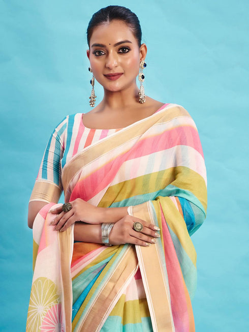 Vasthrlay Printed Unstitched Blouse Ethnic Wear