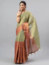 Vasthrlay Beige2 Floral And Solid Design Polyester Saree With Unstitched Blouse Piece