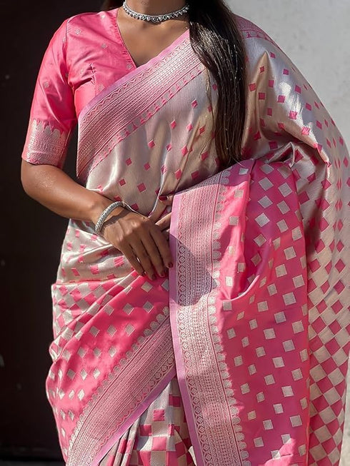 Vasthrlay Banarasi Unstitched Saree