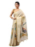 Vasthrlay Beige Heavy Zari Woven Silk Ethnic Saree With Unstitched Blouse