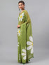 Vasthrlay Green Georgette Floral Printed Saree With Solid Unstitched Georgette Blouse Piece