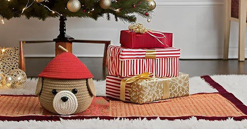 Multi-Purpose Cute Jute Basket with Lid Storage Baskets