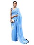 Vasthrlay Blue Womens Ready To Wear One Minute Linen Fabric Saree
