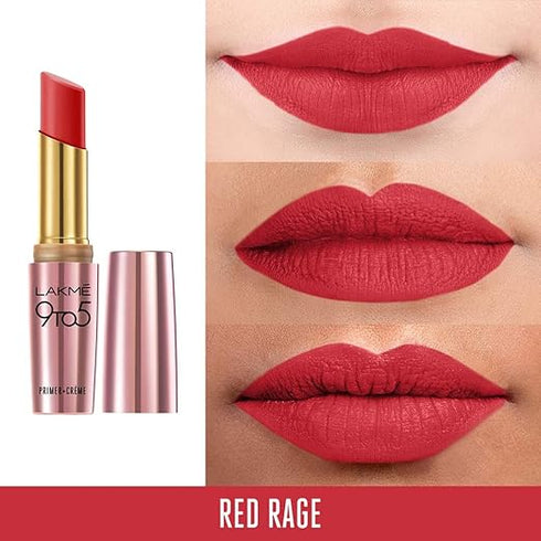 Lakme 9To5 Primer + Creme Lip Color | Red Rage CR3