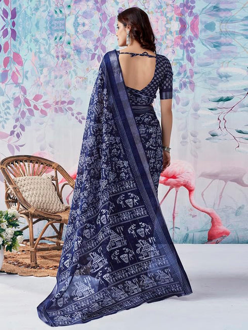 Vasthrlay Printed Unstitched 3592s1244n Navy