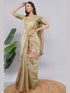 Vasthrlay Green1 Floral And Solid Design Polyester Saree With Unstitched Blouse Piece