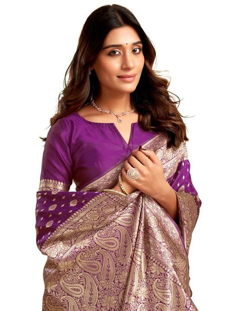 Vasthrlay Jacquard Kanjivaram Unstitched Light Green Saree