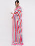 Vasthrlay Womens Multicolour1 Kathakali Print Linen Saree With Gold Zari Border And Unstitched Blouse Piece