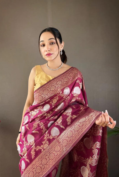 Vasthrlay Banarasi Unstitched Saree