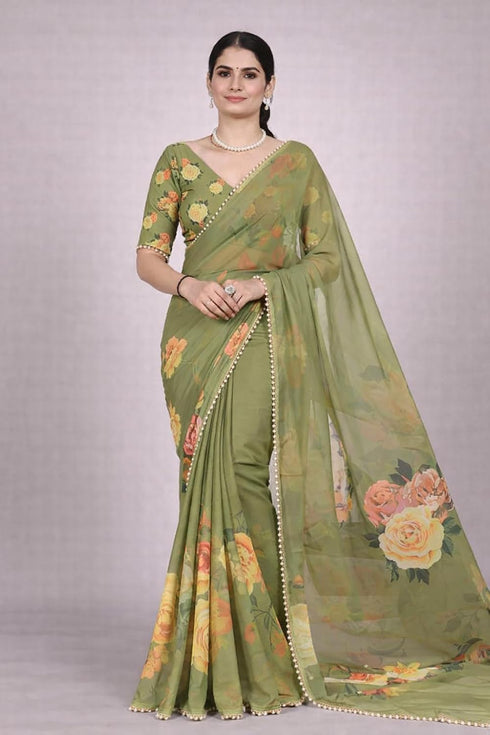 Vasthrlay Georgette Detailing Lightweight Breathable