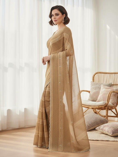 Vasthrlay Georgette Traditional Az Ys Pehenva Brown Rr Ethnic Wear