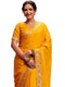 Vasthrlay Scalloped Embroidery Wine Saree