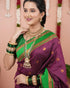 Vasthrlay Kanjivaram Jamun Red Contrast Traditional