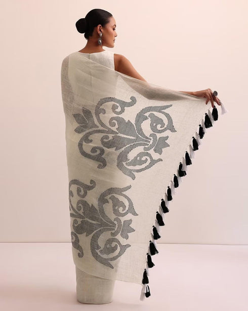 Vasthrlay Off White Cotton Motifs Traditional
