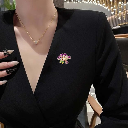 Aeenioy Brooch Pin for Women | Elegant Peony Flower