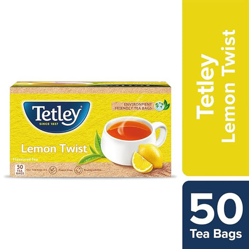 Tetley Lemon Flavoured Refreshing Tea (Black Tea) 50 Bags