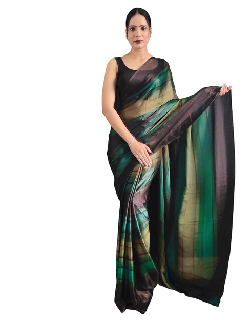 Vasthrlay Womens Georgette Unstitched Brown Saree