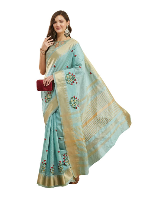 Vasthrlay Multi Embroidered Unstitched Saree