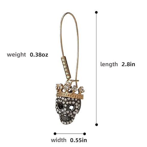 Halloween Gothic Skeleton Weird Skull Coronal Rhinestone Hanging Earrings