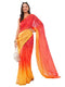 Vasthrlay Women'S Red Chevron Printed Linen Saree With Unstitched Blouse