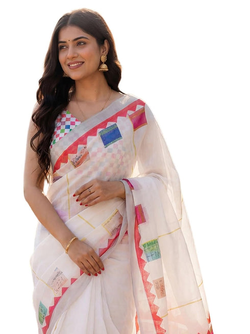 Vasthrlay Printed Peach1 Saree