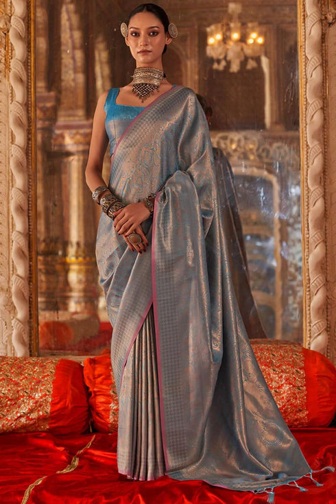 Vasthrlay Kanjivaram Unstitched Jacquard Stylish Saree