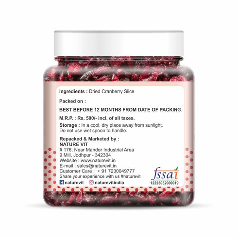 NatureVit Dried Cranberry Slice | Dried Cranberries | Gently Sweetened