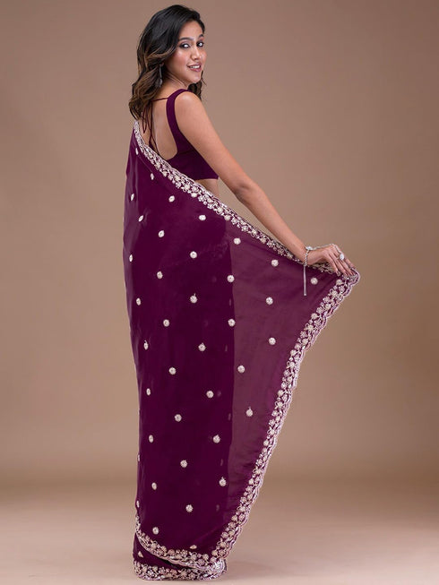 Vasthrlay Embroidery Siroski Unstitch Black Ethnic Wear