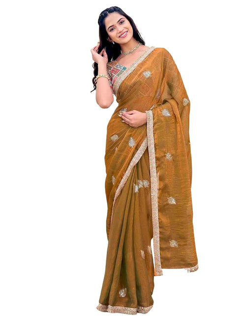 Vasthrlay Shimmer Embroidery Rani Saree