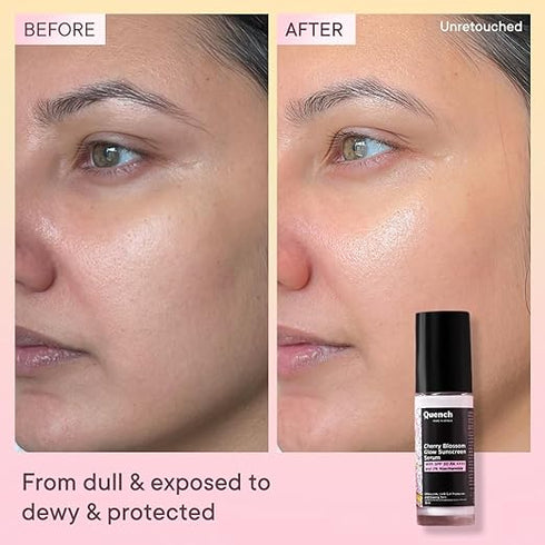 Quench Cherry Blossom Glow Sunscreen Serum with 2% Niacinamide