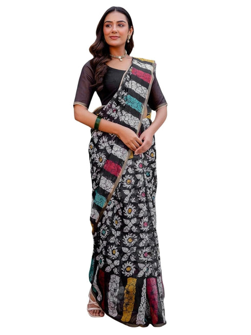 Vasthrlay Womens Printed Unstitched Dusty Pink Saree
