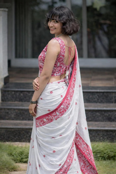 Vasthrlay Printed Contrast Combination Kalamkari