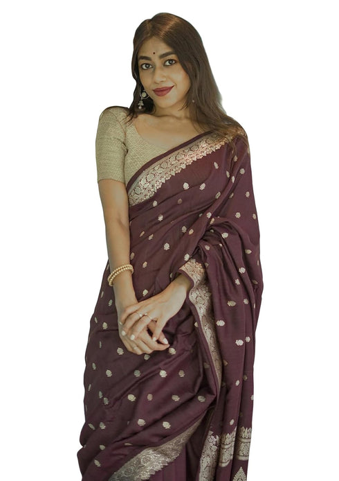 Vsathrlay Peach Banarasi Kanchipuram Ethnic Wear