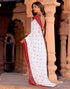 Vasthrlay Georgette Bandhani Unstitched White Saree