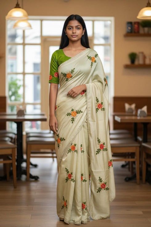 Vasthrlay Vichitra Embroidery Brown Black
