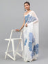 Vasthrlay White Floral Printed Georgette Saree With White Solid Georgette Unstitched Blouse