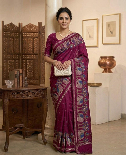 Vasthrlay Kalamkari Elephant Contrast