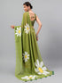 Vasthrlay Green Georgette Floral Printed Saree With Solid Unstitched Georgette Blouse Piece