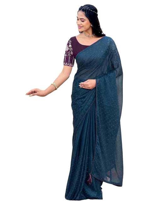 Vasthrlay Shimmer Georgette Lime Saree