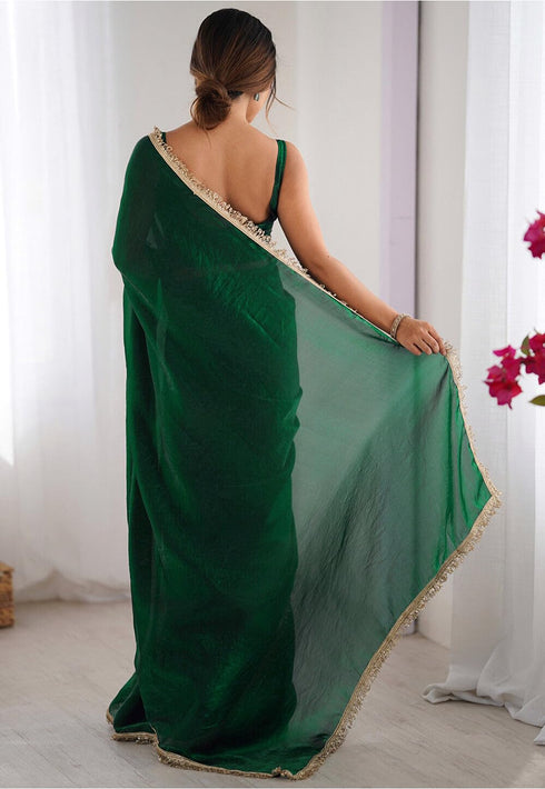 Vasthrlay Red Sequins Unstitched Saree