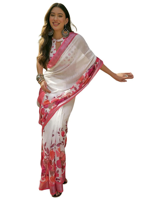 Vasthrlay Printed White1 White Saree