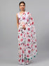 Vasthrlay Purple Sheer Spring Floral Printed Art Chiffon Saree With Unstitched Blouse