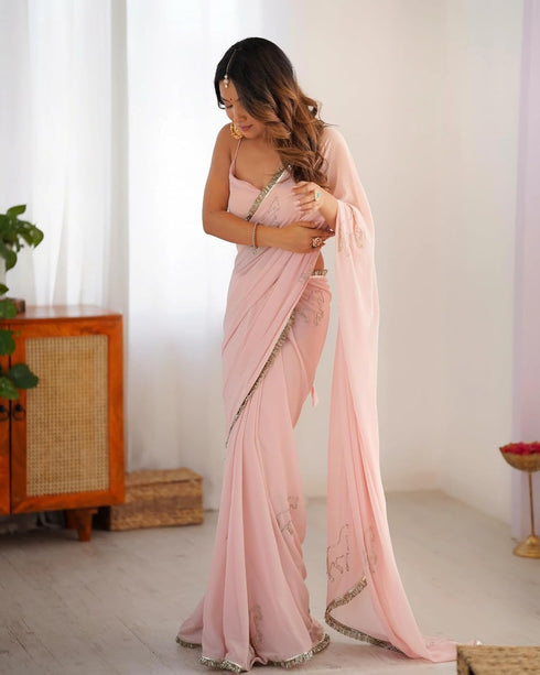 Vasthrlay Georgette Embroidered Az Ys Horse Ethnic Wear