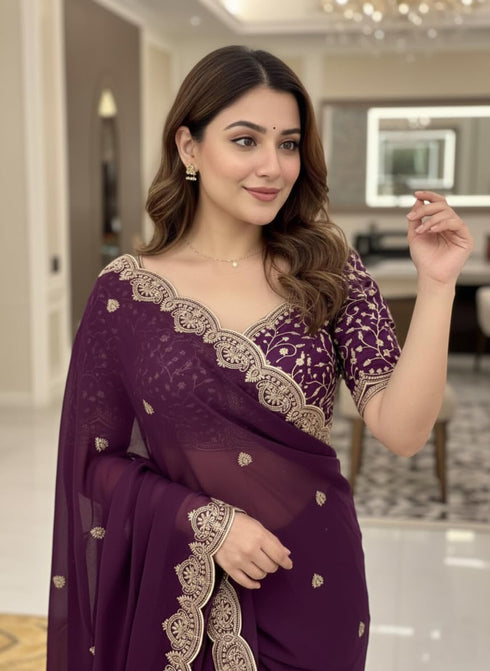Vasthrlay Georgette Embroidered Az Ys Antya Ethnic Wear